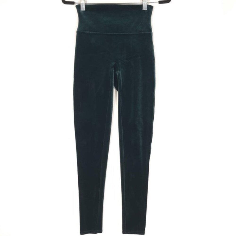 SPANX Velvet Green Leggings‎ Stretch Women’s Skinny Emerald Pull On 2070 MEDIUM